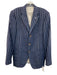 Thomas Pink Blue & Beige Wool Blend Striped Patch Pocket Men's Blazer Blue & Beige / 40