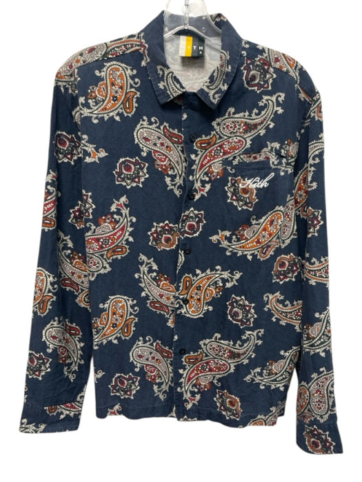 Kith Size XS Blue & Red Cotton Blend Paisley Button Up Men's Long Sleeve Shirt Blue & Red / XS