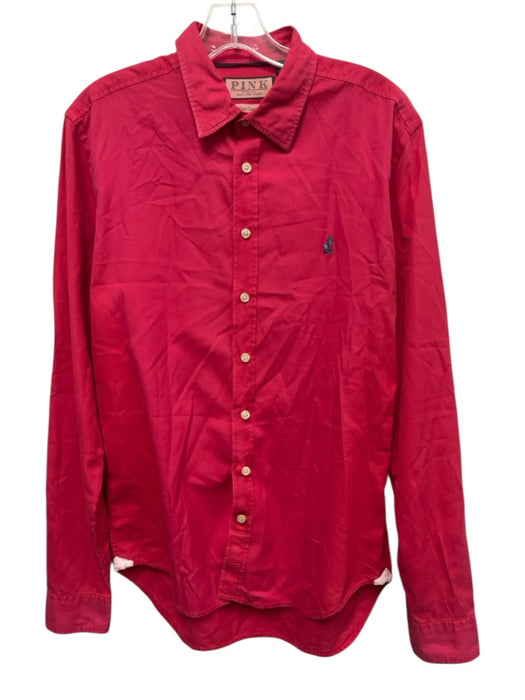 Thomas Pink Size S Red Cotton Solid Button Up Men's Long Sleeve Shirt Red / S