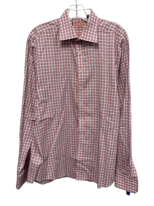 Thomas Pink Size 16.5 Pink & White Cotton Plaid Button up Long Sleeve Shirt Pink & White / 16.5