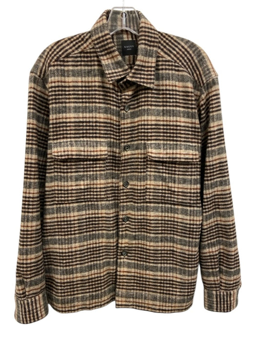 Xacus Size M Tan & Black Cotton Plaid Flannel Button up Men's Jacket Tan & Black / M