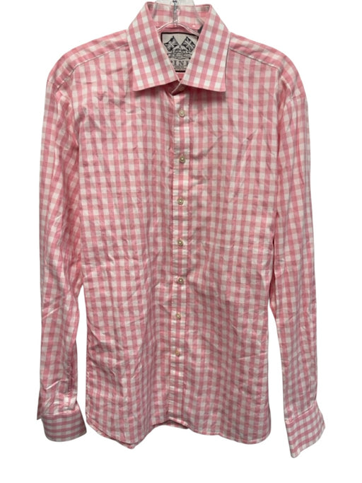 Thomas Pink Size 16.5 Pink & White Cotton Gingham Button up Long Sleeve Shirt Pink & White / 16.5