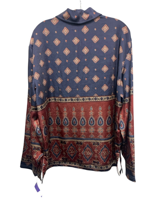 Kith Size S Red & Blue Polyester Paisley Polo Men's Long Sleeve Shirt Red & Blue / S