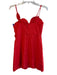 Farm Rio Size XS Red Linen Spaghetti Strap Flower Detail Back Zip V Neck Dress Red / XS