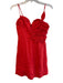 Farm Rio Size XS Red Linen Spaghetti Strap Flower Detail Back Zip V Neck Dress Red / XS