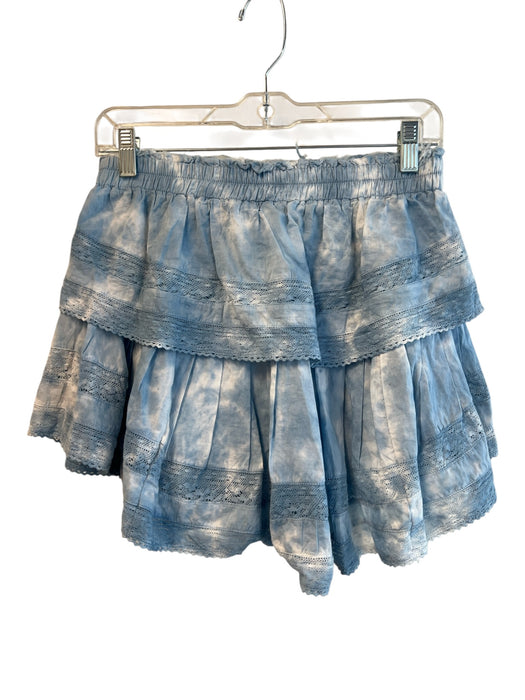 Love Shack Fancy Size P Blue Cotton Elastic Waist Tye Dye Tiered Mini Skirt Blue / P