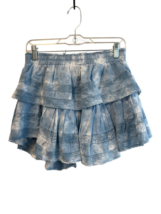 Love Shack Fancy Size P Blue Cotton Elastic Waist Tye Dye Tiered Mini Skirt Blue / P