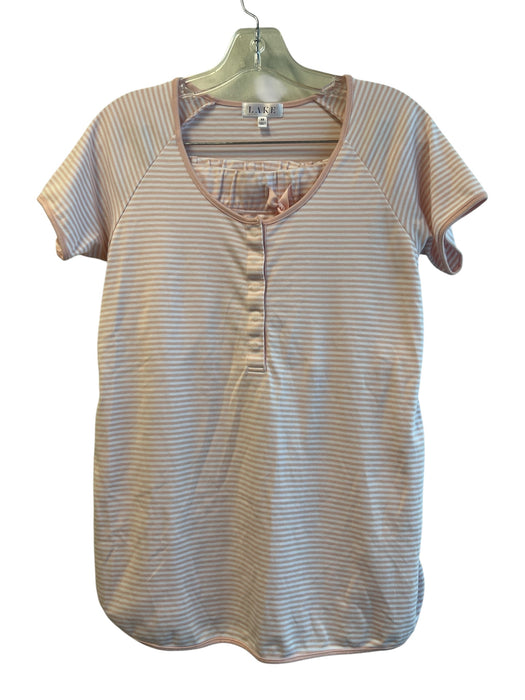 Lake Size XS Pink Pima Cotton 3/4 Button Striped Waist tie short sleeve Pajamas Pink / XS