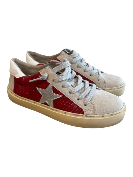 Mimi Shoe Size 6.5 Red & Gray Suede & Leather Almond Toe Star Design Shoes Red & Gray / 6.5