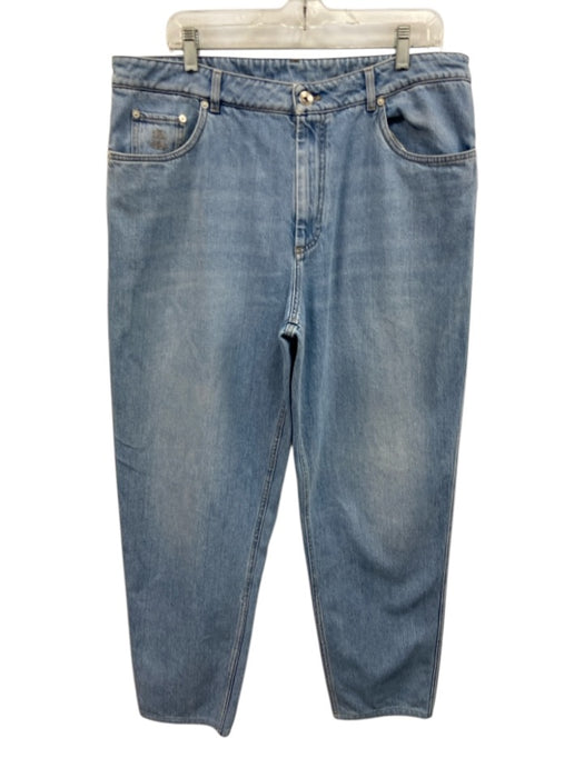 Brunello Cucinelli Size 52 Light Wash Cotton Blend Solid Slim Jean Men's Pants Light Wash / 52