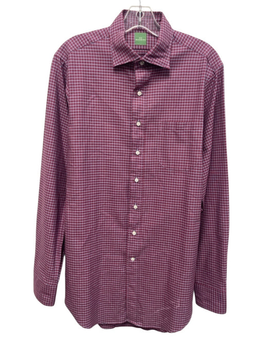 Sid Mashburn Size M Purple & Blue Print Cotton Grid Button Up Long Sleeve Shirt Purple & Blue Print / M