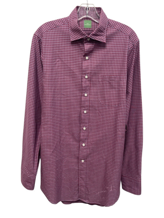 Sid Mashburn Size M Purple & Blue Print Cotton Grid Button Up Long Sleeve Shirt Purple & Blue Print / M