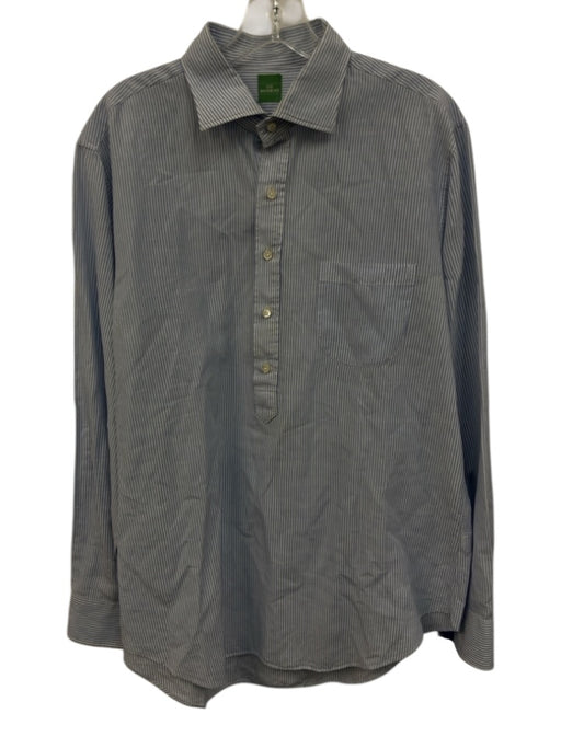 Sid Mashburn Size L Light Blue & White Cotton Striped Men's Long Sleeve Shirt Light Blue & White / L