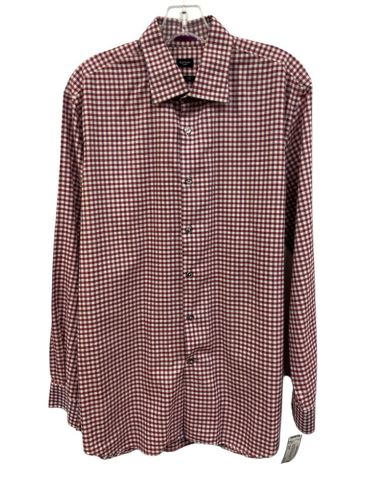 Paul Smith Size 16.5 Red & Orange Cotton Plaid Button Up Men's Long Sleeve Shirt Red & Orange / 16.5