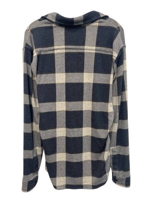 Faherty Size Est L Blue & White Cotton Blend Plaid Button Up Long Sleeve Shirt Blue & White / Est L