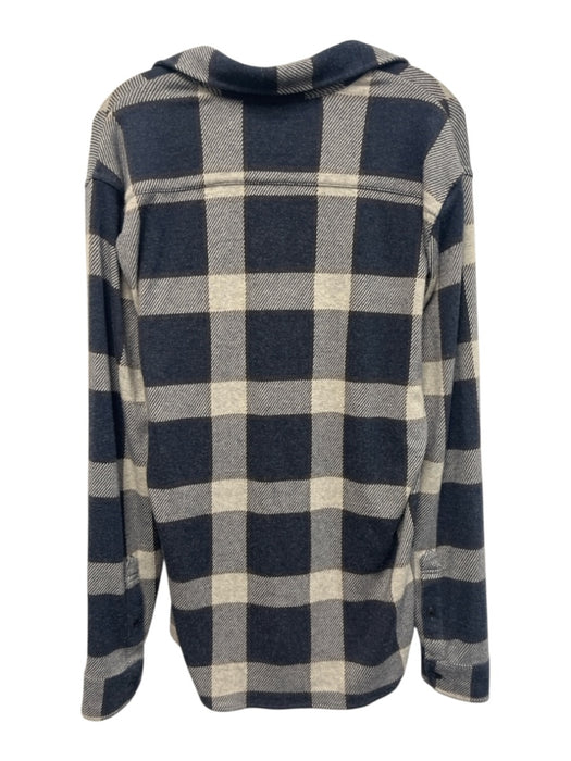 Faherty Size Est L Blue & White Cotton Blend Plaid Button Up Long Sleeve Shirt Blue & White / Est L