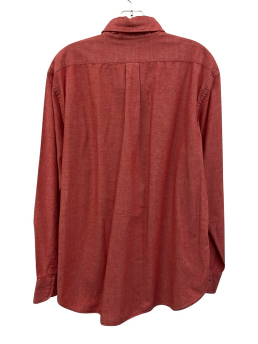 Sid Mashburn Size L Red Cotton Solid Button Up Button Down Long Sleeve Shirt Red / L