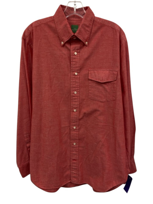 Sid Mashburn Size L Red Cotton Solid Button Up Button Down Long Sleeve Shirt Red / L