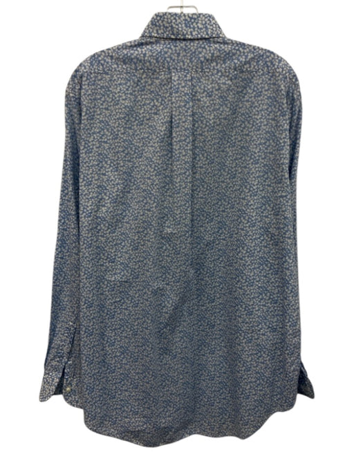 Sid Mashburn Size L Blue & White Cotton Floral Button Up Men's Long Sleeve Shirt Blue & White / L