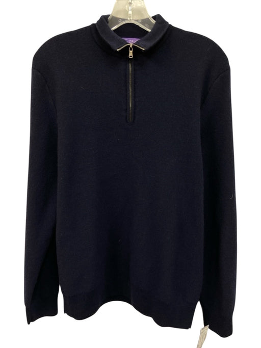 Ralph Lauren Purple Size L Navy Wool Blend Solid Quarter Zip Men's Sweater Navy / L