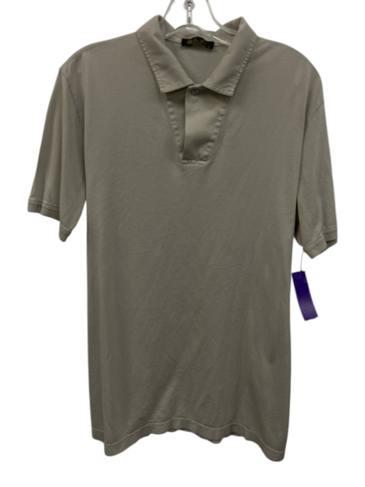 Loro Piana Size XL Off White Cotton Solid Polo Men's Short Sleeve Off White / XL