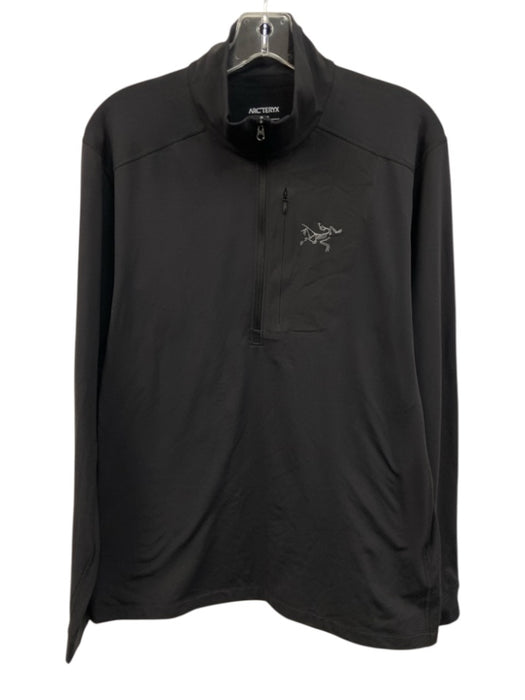 Arcteryx Size L Black Synthetic Solid Quarter Zip Athleisure Long Sleeve Shirt Black / L