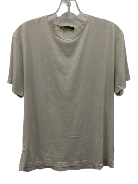 Loro Piana Size L White Cotton Solid T shirt Crew Men's Short Sleeve White / L