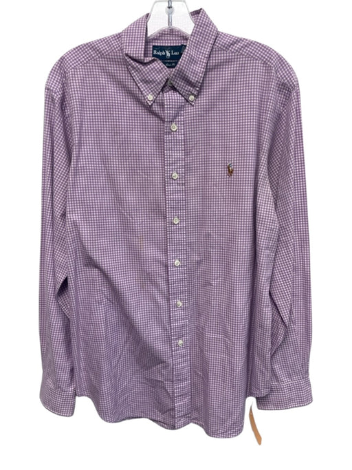 Ralph Lauren Size L Purple & White Cotton Gingham Button Up Long Sleeve Shirt Purple & White / L