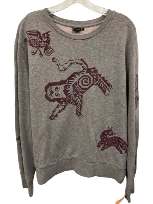 Paul Smith Size L Gray & Red Cotton Blend Abstract Sweatshirt Long Sleeve Shirt Gray & Red / L