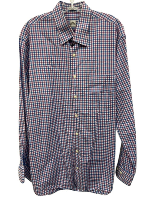 Peter Millar Size L Purple & Blue Print Cotton Plaid Button up Long Sleeve Shirt Purple & Blue Print / L