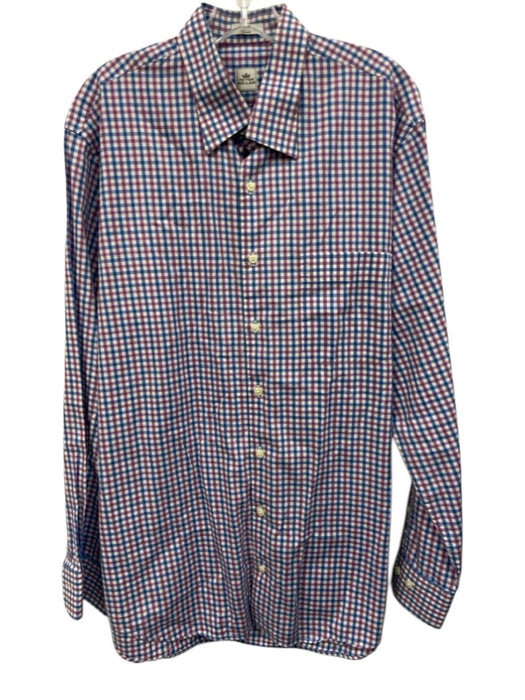Peter Millar Size L Purple & Blue Print Cotton Plaid Button up Long Sleeve Shirt Purple & Blue Print / L