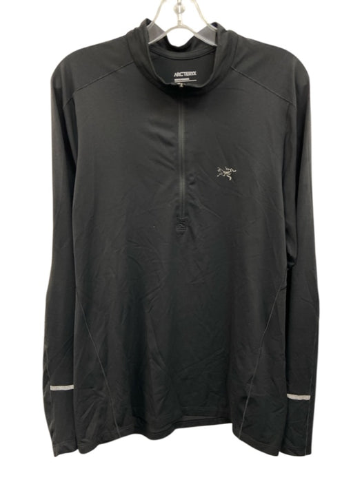 Arcteryx Size L Black Synthetic Solid Quarter Zip Athleisure Long Sleeve Shirt Black / L