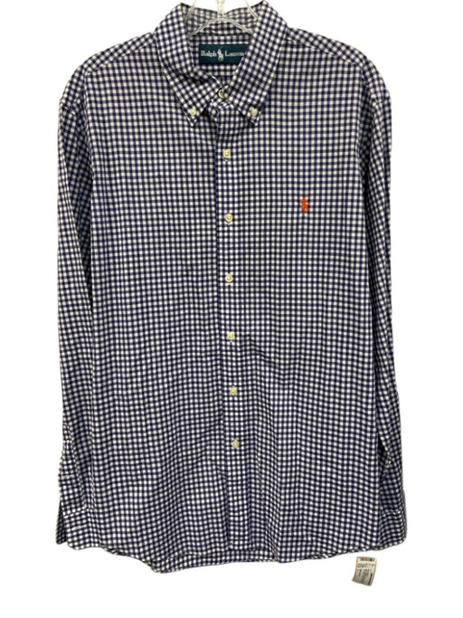 Ralph Lauren Size L Blue & White Cotton Gingham Button Up Men's Short Sleeve Blue & White / L