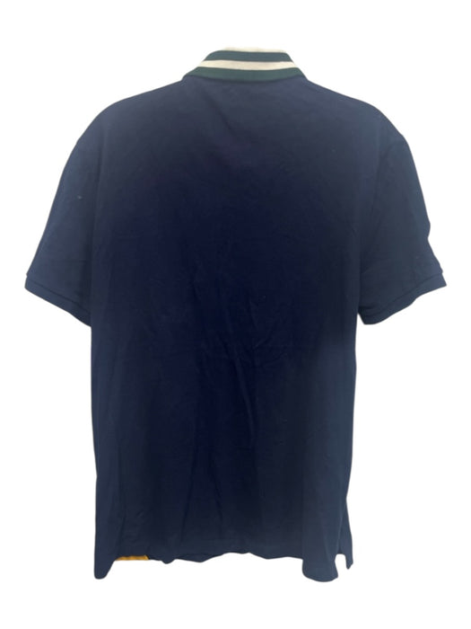 Polo Size L Navy & Yellow Cotton Stripe Polo Rugby Men's Short Sleeve Navy & Yellow / L
