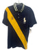 Polo Size L Navy & Yellow Cotton Stripe Polo Rugby Men's Short Sleeve Navy & Yellow / L