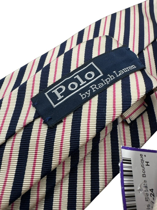 Polo Handmade White & Red Silk Striped Men's Tie White & Red