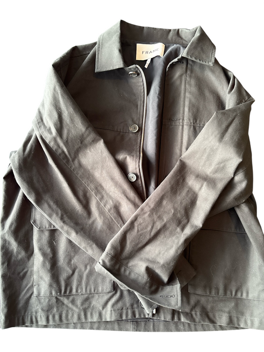 Frame Size L Black Cotton Solid Zip UP Men's Jacket Black / L