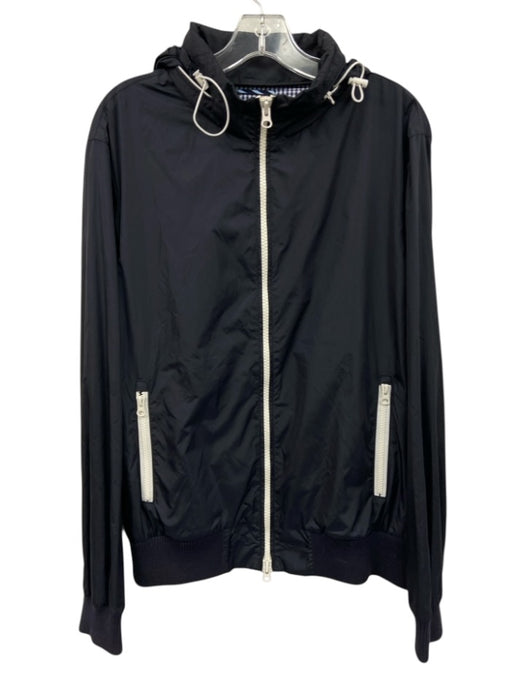 Brooks Brothers Size L Navy Blue & White Nylon Solid Zipper Men's Jacket Navy Blue & White / L