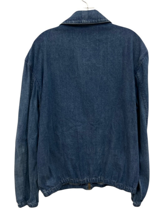 Polo Size L Blue Cotton Solid Zipper Men's Jacket Blue / L
