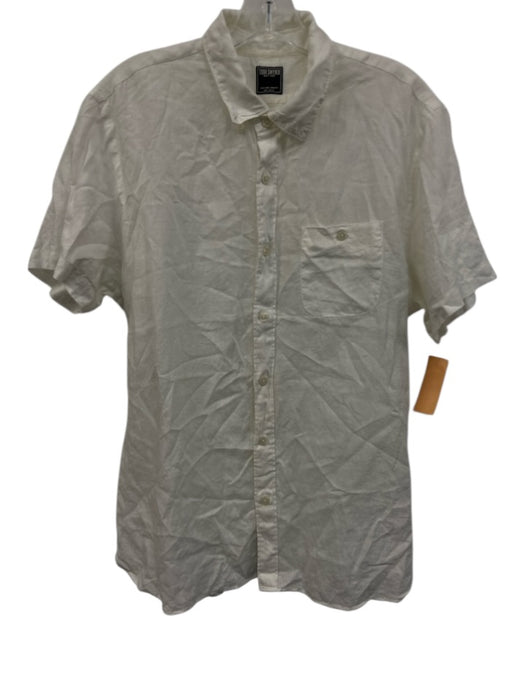 Todd Snyder Size L White Linen Solid Buttons Men's Short Sleeve White / L
