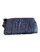 Gucci Navy Blue Leather Zip Close Pleated Detail Wristlet Bag Navy Blue / S