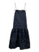 Ganni Size 34 Navy Blue & Black Polyester Blend Spaghetti Strap Bow Detail Dress Navy Blue & Black / 34