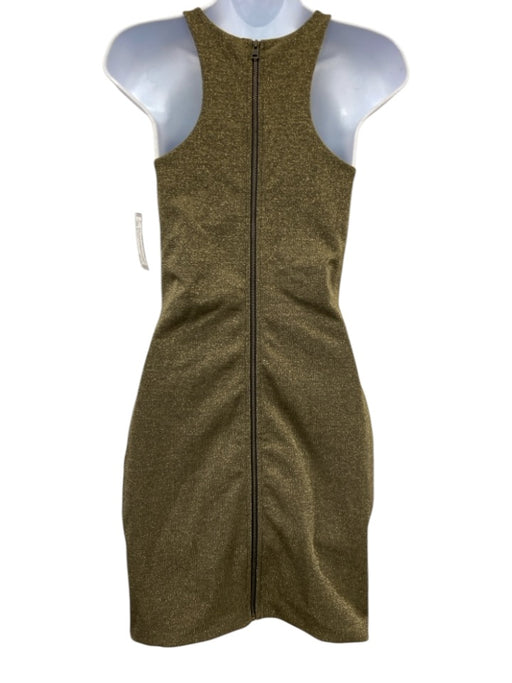 ALLSAINTS Size 0 Gold Viscose Blend Sleeveless Metallic Thread Cut Out Dress Gold / 0