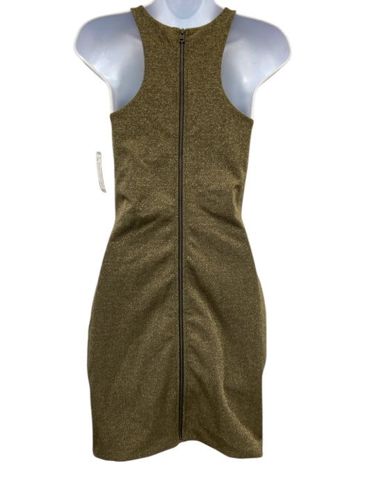 ALLSAINTS Size 0 Gold Viscose Blend Sleeveless Metallic Thread Cut Out Dress Gold / 0