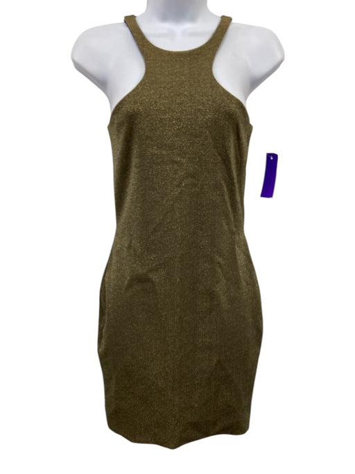 ALLSAINTS Size 0 Gold Viscose Blend Sleeveless Metallic Thread Cut Out Dress Gold / 0