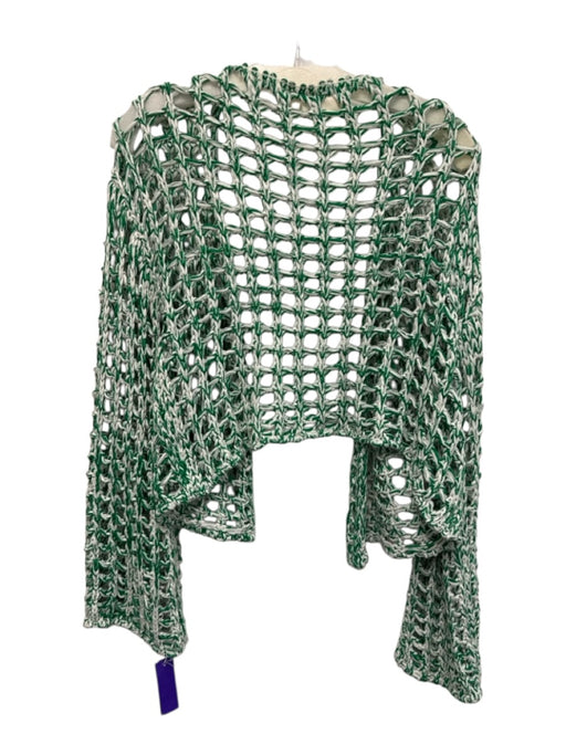 Maeve Size One Size Green & White Acrylic Long Sleeve Open Knit Cardigan Green & White / One Size