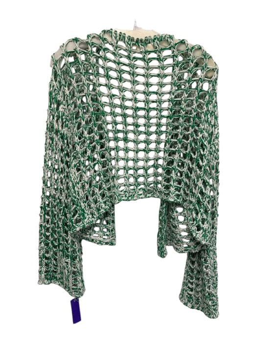 Maeve Size One Size Green & White Acrylic Long Sleeve Open Knit Cardigan Green & White / One Size
