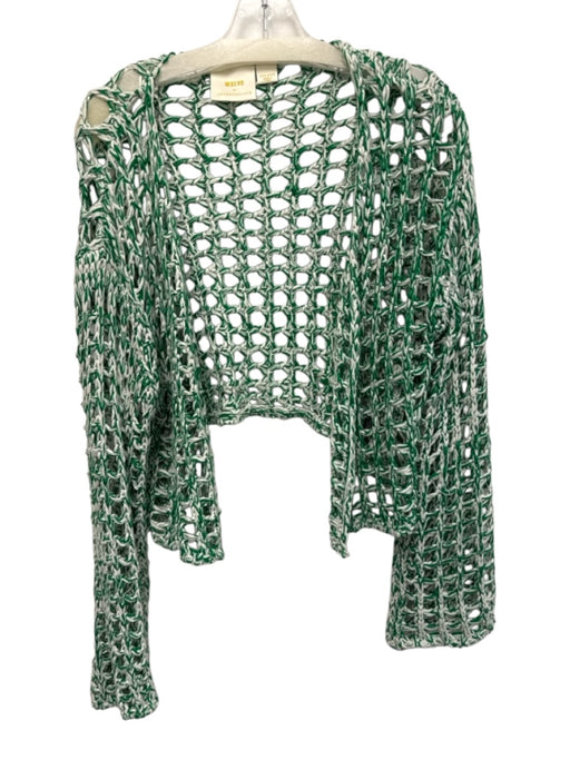 Maeve Size One Size Green & White Acrylic Long Sleeve Open Knit Cardigan Green & White / One Size