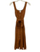 Megan Huntz Size XS Brown Linen Sleeveless Scoop Neck Buttons Midi Dress Brown / XS