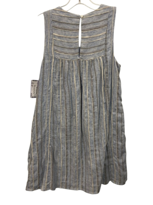 Madewell Size XS Light Blue, Gray, White Cotton & Polyester Sleeveless Dress Light Blue, Gray, White / XS